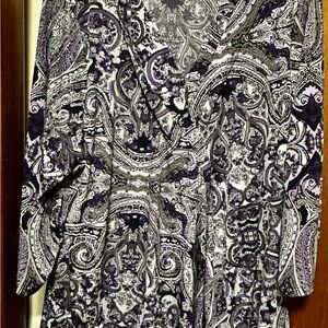 Lane Bryant Purple and White Paisley V-Neck Blouse